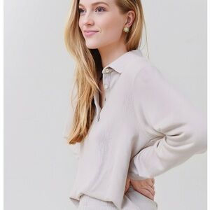 Donni. Elegant Half Button Polo Top.